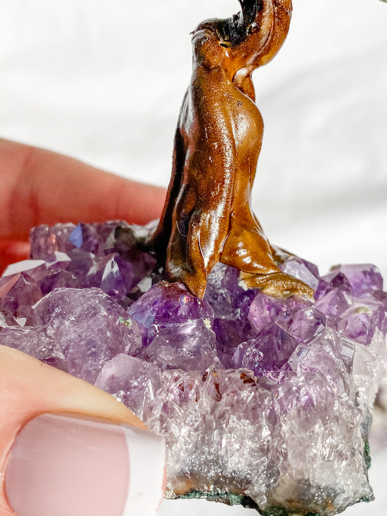 Crystal Bonsai Tree Clear Quartz on Amethyst Base