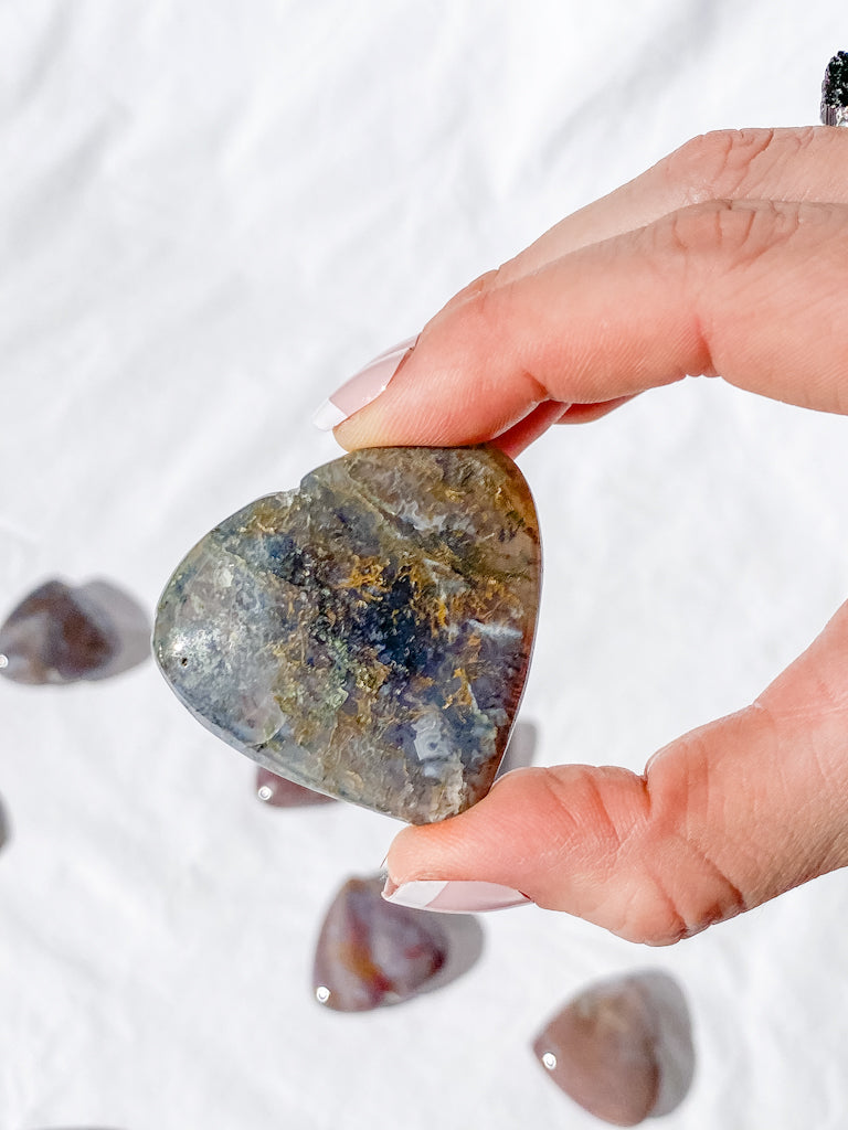 Moss Agate Heart | Medium