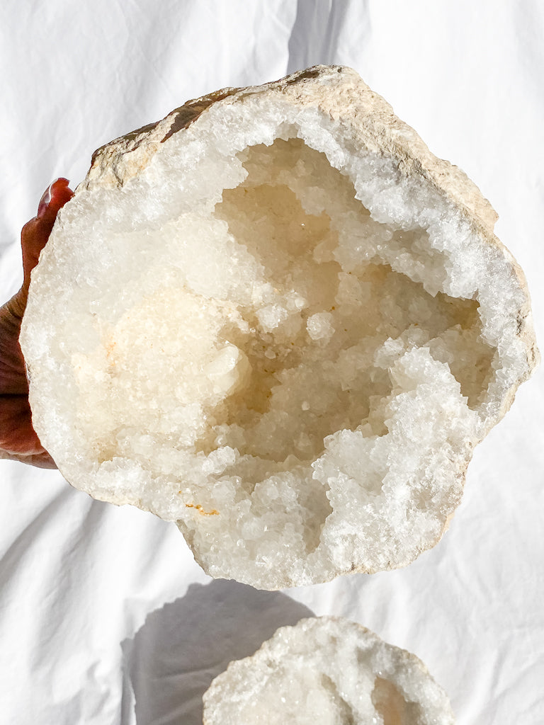 Clear Quartz and Calcite Geode Pair 3.4kg