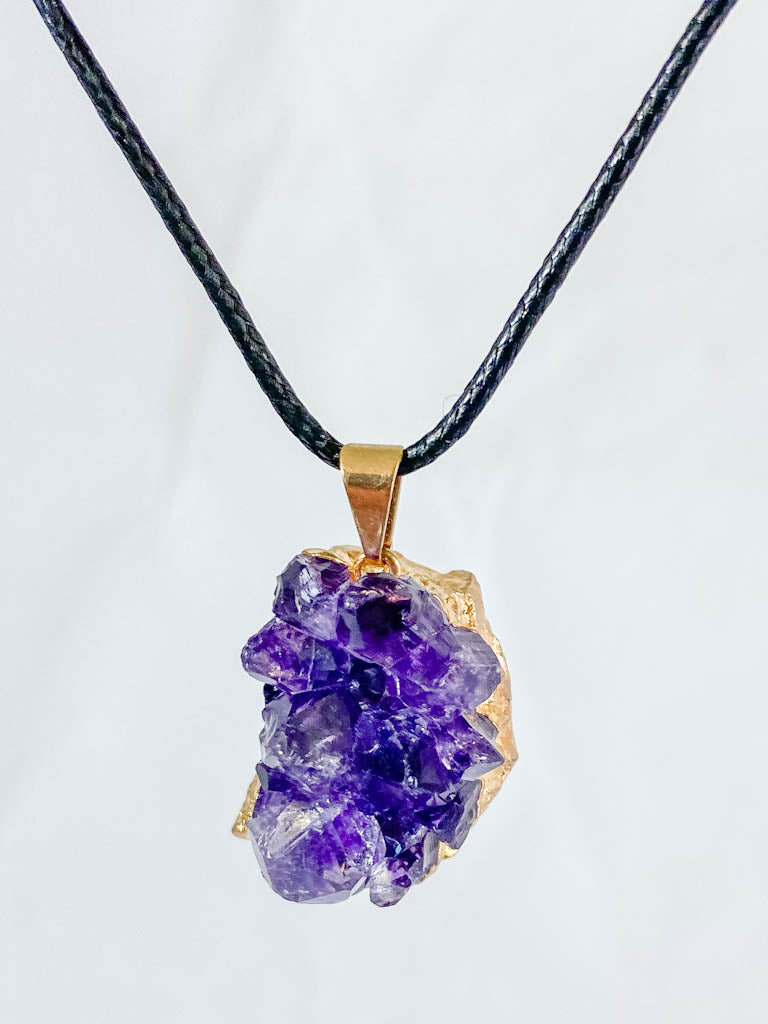 Amethyst Cluster Elegant Gold Plated Necklace