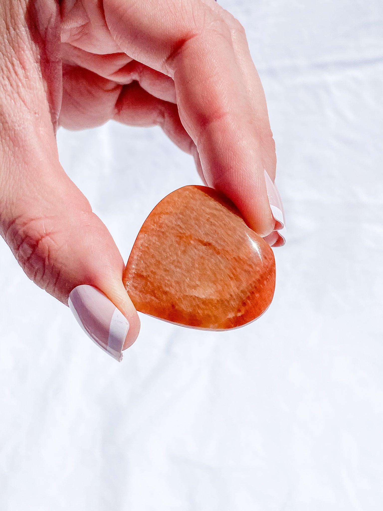 Peach MoonStone Heart | Extra Small