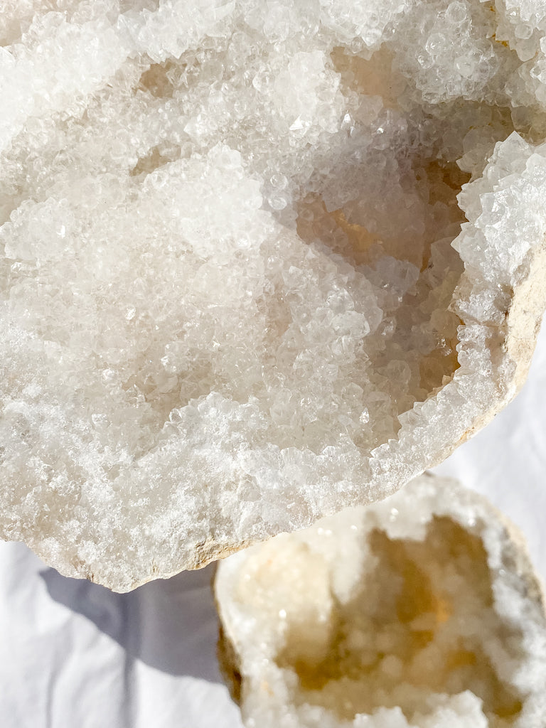 Clear Quartz and Calcite Geode Pair 3.4kg