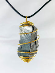 Natural Elite Shungite in Gold Spiral Necklace