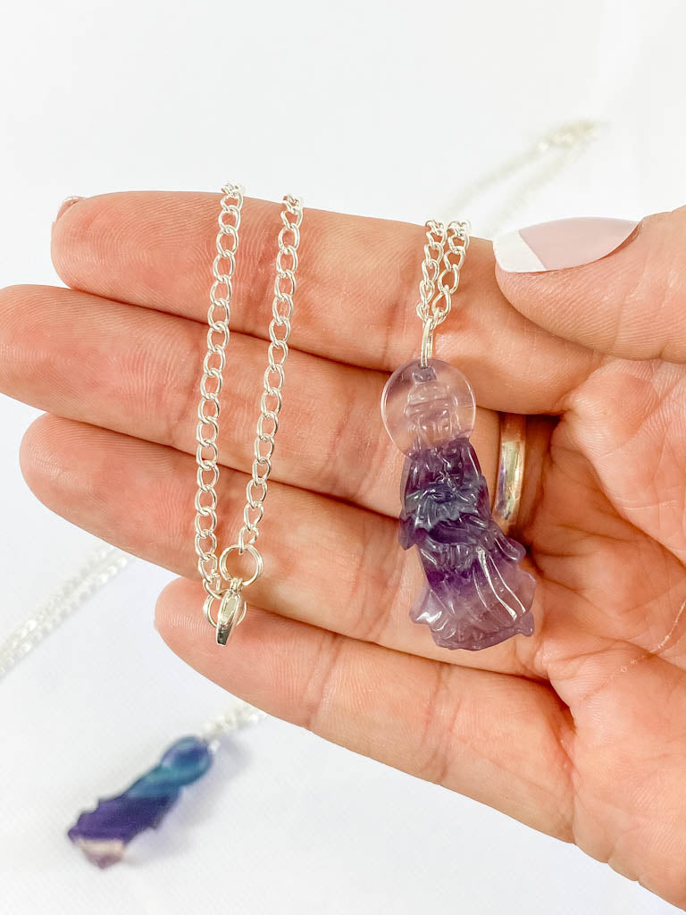 Fluorite Kuan Yin Pendant