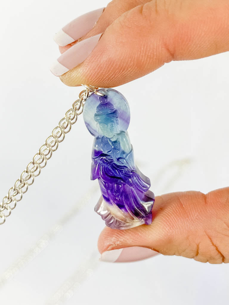 Fluorite Kuan Yin Pendant