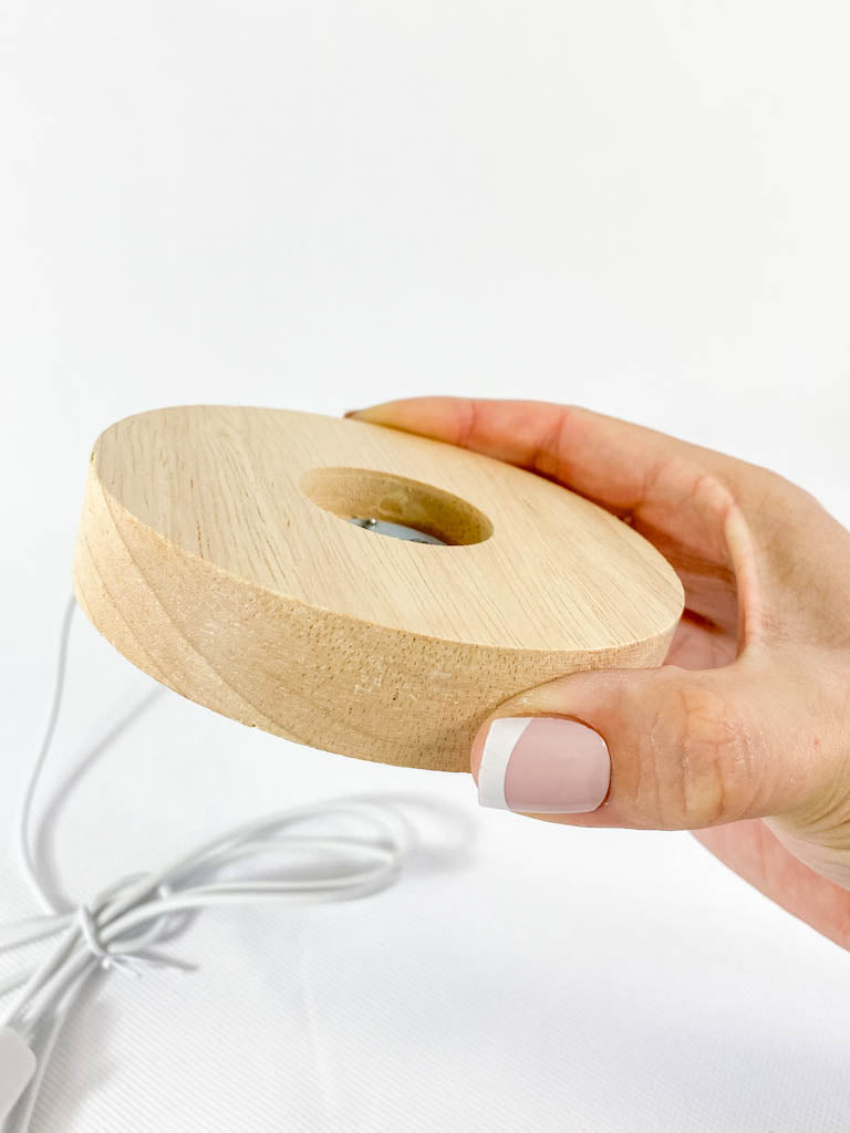 Round Wooden USB Light Base Multi Color Stand | Medium