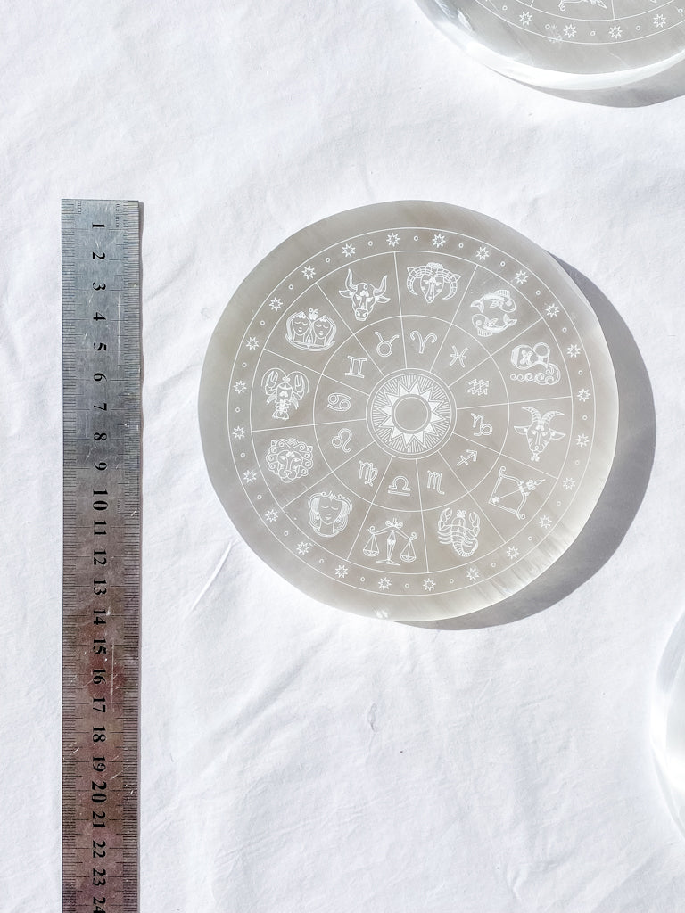 Selenite Astrology Plate Full Moon | Large