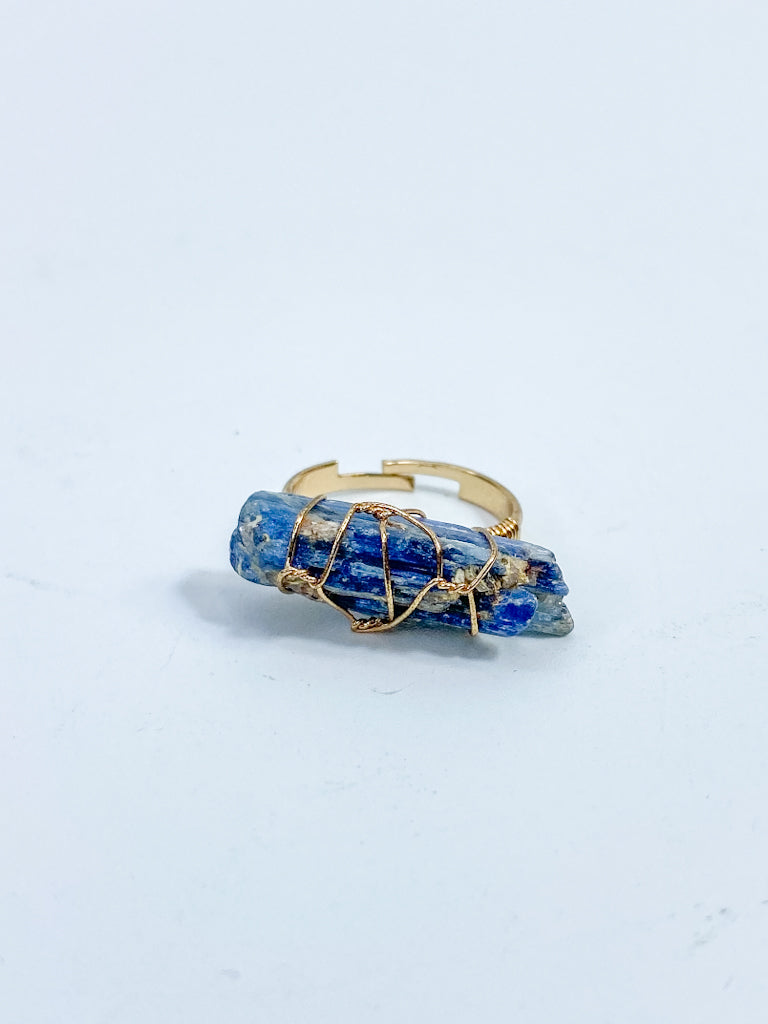 Kyanite Gold Plated Ring Wire Wrapped